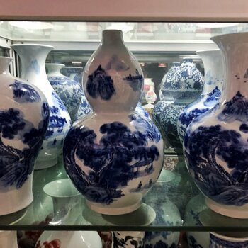 西安陶瓷葫芦大花瓶工艺摆件销售80厘米红瓷葫芦摆饰品